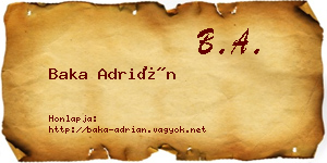 Baka Adrián névjegykártya